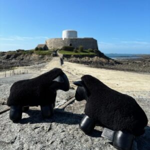 Black Sheep Doorstop Handmade Merino Sheepskin And Leather GTBS1 By Guernsey Treasures - Image 3