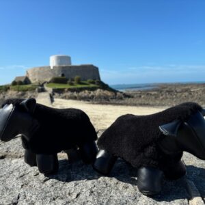 Black Sheep Doorstop Handmade Merino Sheepskin And Leather GTBS1 By Guernsey Treasures - Image 2