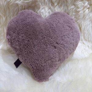 Dusty Rose Sheepskin Heart Cushion Exclusive Luxury Interior Furnishings By Guernsey Treasures