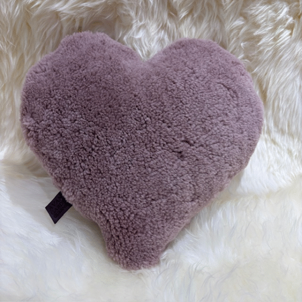 Dusty Rose Sheepskin Heart Cushion Exclusive Luxury Interior Furnishings By Guernsey Treasures