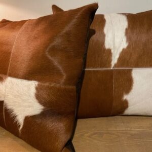 50x50cm Golden Guernsey Cow Cowhide Cushion Interior Furnishings By Guernsey Treasures - Image 4