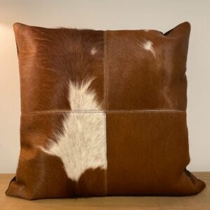 50x50cm Golden Guernsey Cow Cowhide Cushion Interior Furnishings By Guernsey Treasures - Image 5
