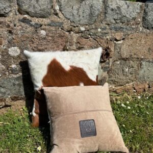 Golden Guernsey Cowhide 40x40 Cushion Interior Furnishings By Guernsey Treasures - Image 3