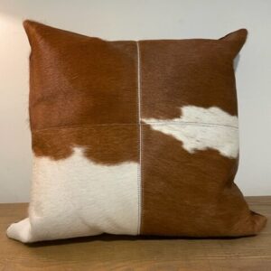 50x50cm Golden Guernsey Cow Cowhide Cushion Interior Furnishings By Guernsey Treasures - Image 3