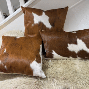 50x50cm Golden Guernsey Cow Cowhide Cushion Interior Furnishings By Guernsey Treasures - Image 6