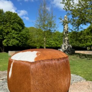 Golden Guernsey Cowhide Pouffe Interior Furnishings By Guernsey Treasures - Image 6