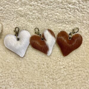 Guernsey Cow Cowhide Heart Keyring By Guernsey Treasures - Image 2
