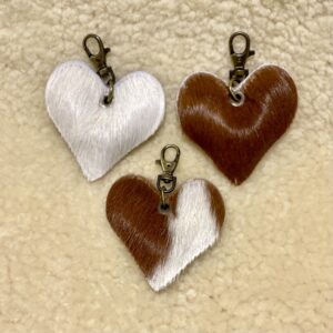 Guernsey Cow Cowhide Heart Keyring By Guernsey Treasures - Image 3