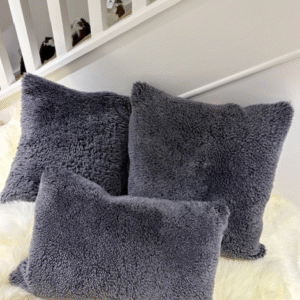 Deep Grey 40x40 Sheepskin Suede Back Square Interior Cushions By Guernsey Treasures - Image 2