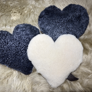Deep Grey Sheepskin Heart Cushion Exclusive Luxury Interior Furnishings By Guernsey Treasures - Image 2