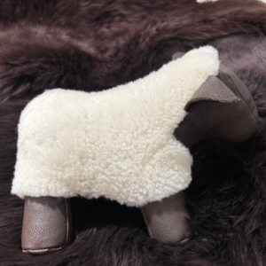 Ecru Sheep Doorstop Handmade Merino Sheepskin And Leather GTWS1 By Guernsey Treasures - Image 2