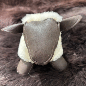Ecru Sheep Doorstop Handmade Merino Sheepskin And Leather GTWS1 By Guernsey Treasures - Image 3