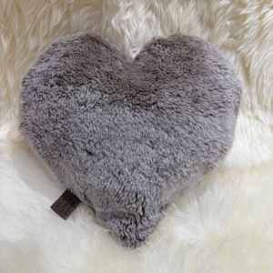Taupe Sheepskin Heart Cushion Exclusive Luxury Interior Furnishings By Guernsey Treasures