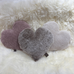 Taupe Sheepskin Heart Cushion Exclusive Luxury Interior Furnishings By Guernsey Treasures - Image 3