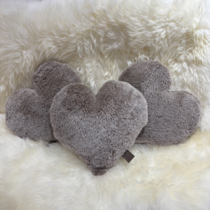 Taupe Sheepskin Heart Cushion Exclusive Luxury Interior Furnishings By Guernsey Treasures - Image 2
