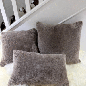Taupe 50x50 Sheepskin Suede Back Square Interior Cushions By Guernsey Treasures - Image 2