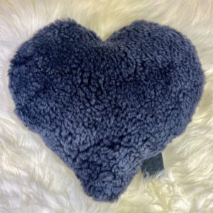 Deep Grey Sheepskin Heart Cushion Exclusive Luxury Interior Furnishings By Guernsey Treasures