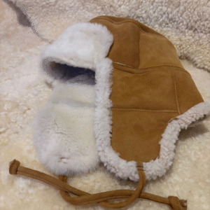 Trapper Hat Sheepskin And Suede Brandy And Cream By Guernsey Treasures